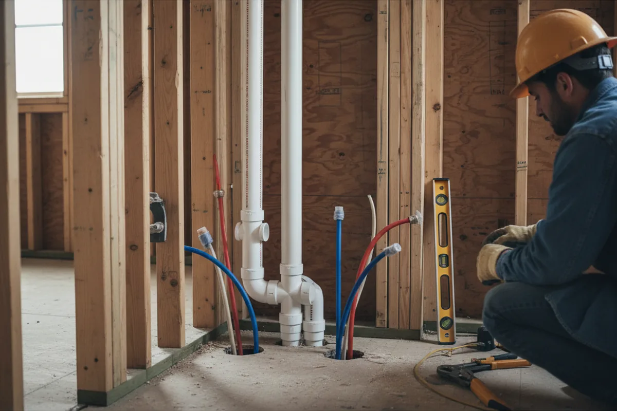 Drain and supply rough-in during Leak Detection in Elmwood Park