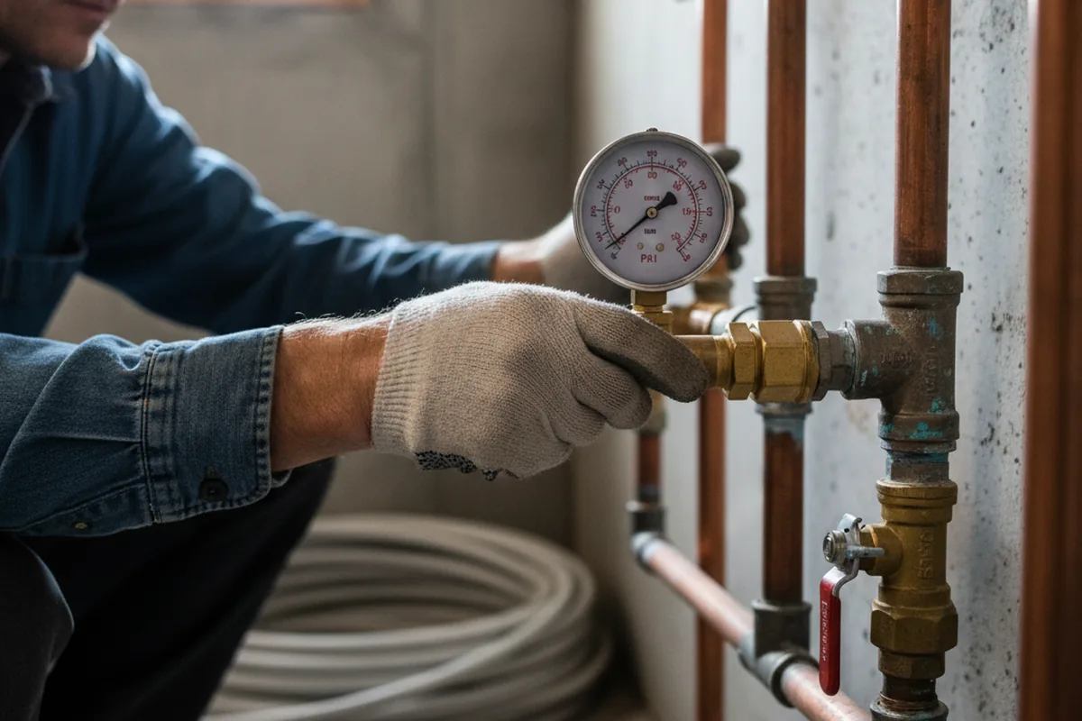 Pressure testing a repaired line during Water Line Repair in Elmwood Park
